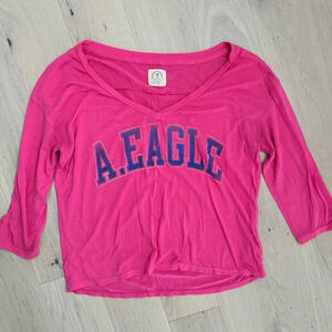 American Eagle Pink Long-Sleeve Shirt